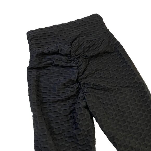 Shine By Adorn High Waisted Textured Scrunch Booty Lift Legging- Black Size S - Picture 3 of 8